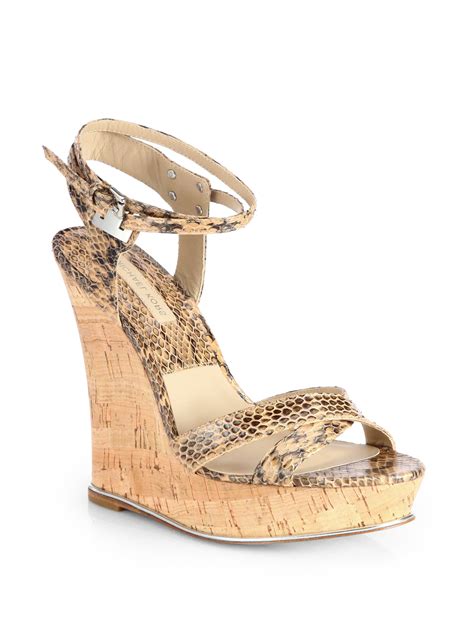 michael by michael kors sandals gold snake print|Michael Kors Gold Snakeskin print Platform Sandals Size 7.5.